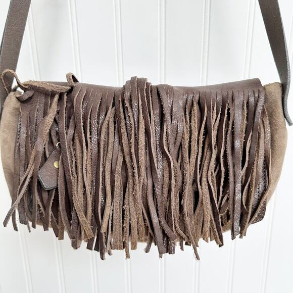 Isabel Marant Suede Fringe Boho Shoulder Bag Brown Taupe - Picture 1 of 8